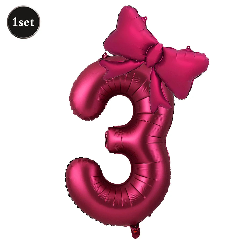 Large Bow Number Foil Birthday Balloon