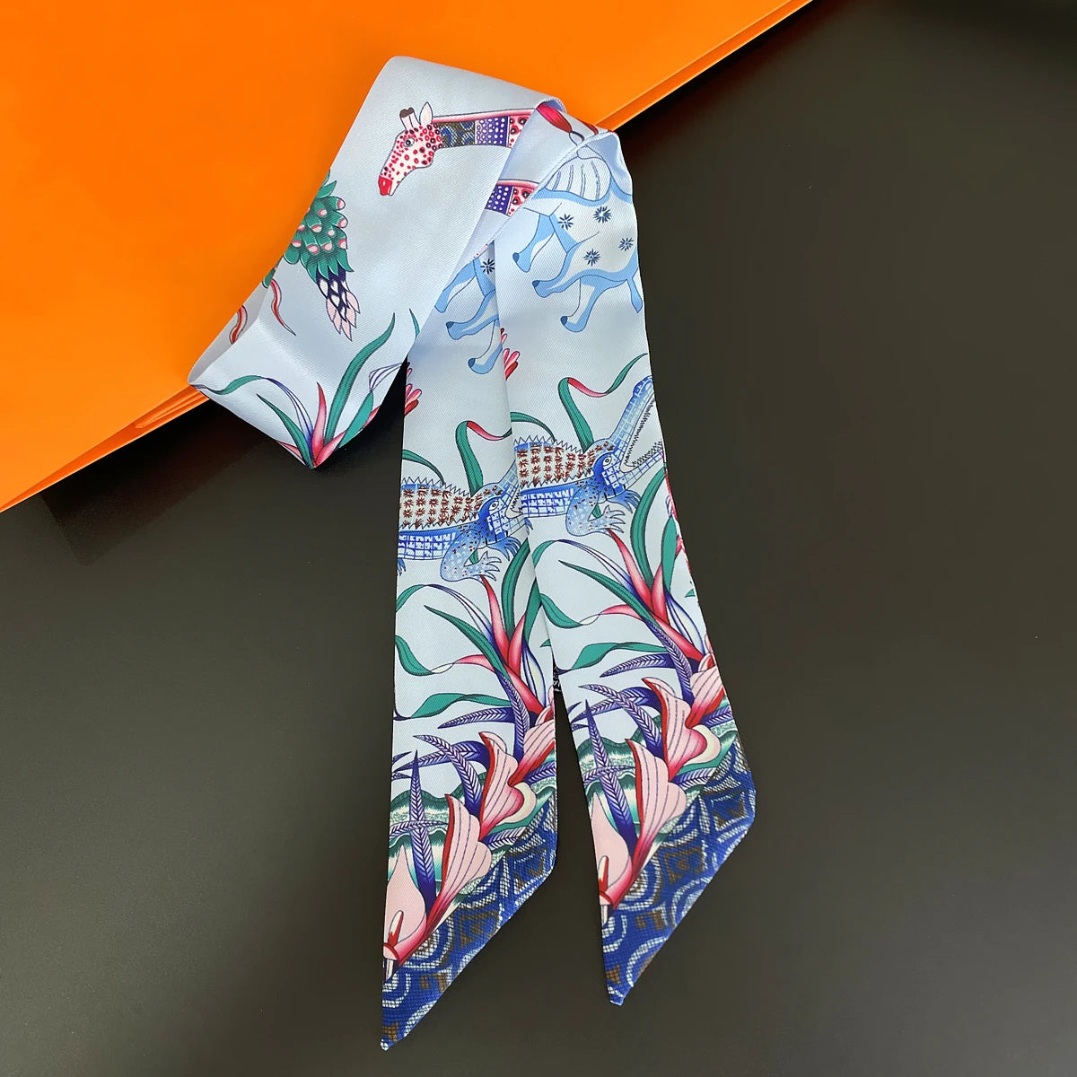 🧣 Glomexia Silk Print Hair Scarf – Elegant Women Fashion Wrap ✨