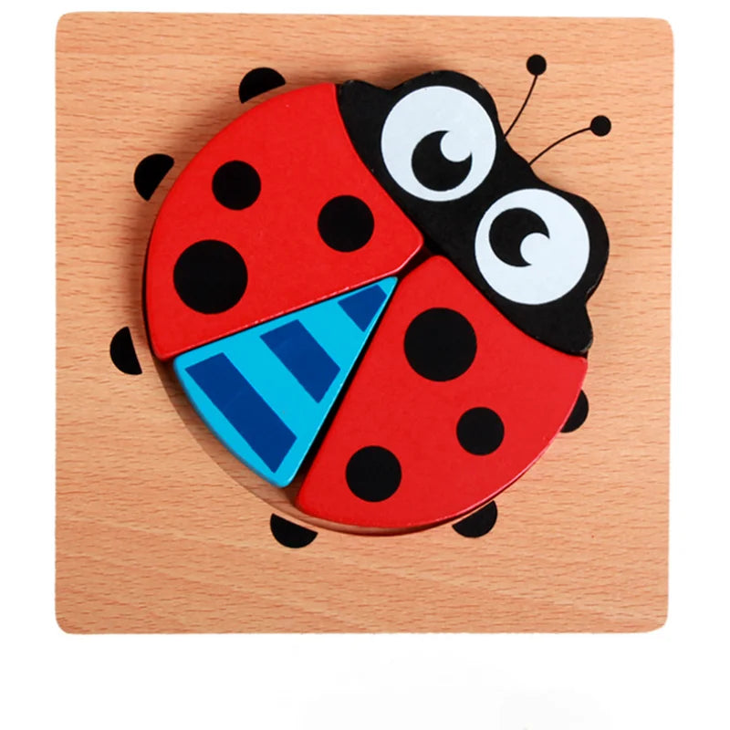 Wooden 3D Cartoon Animal Puzzle Toy