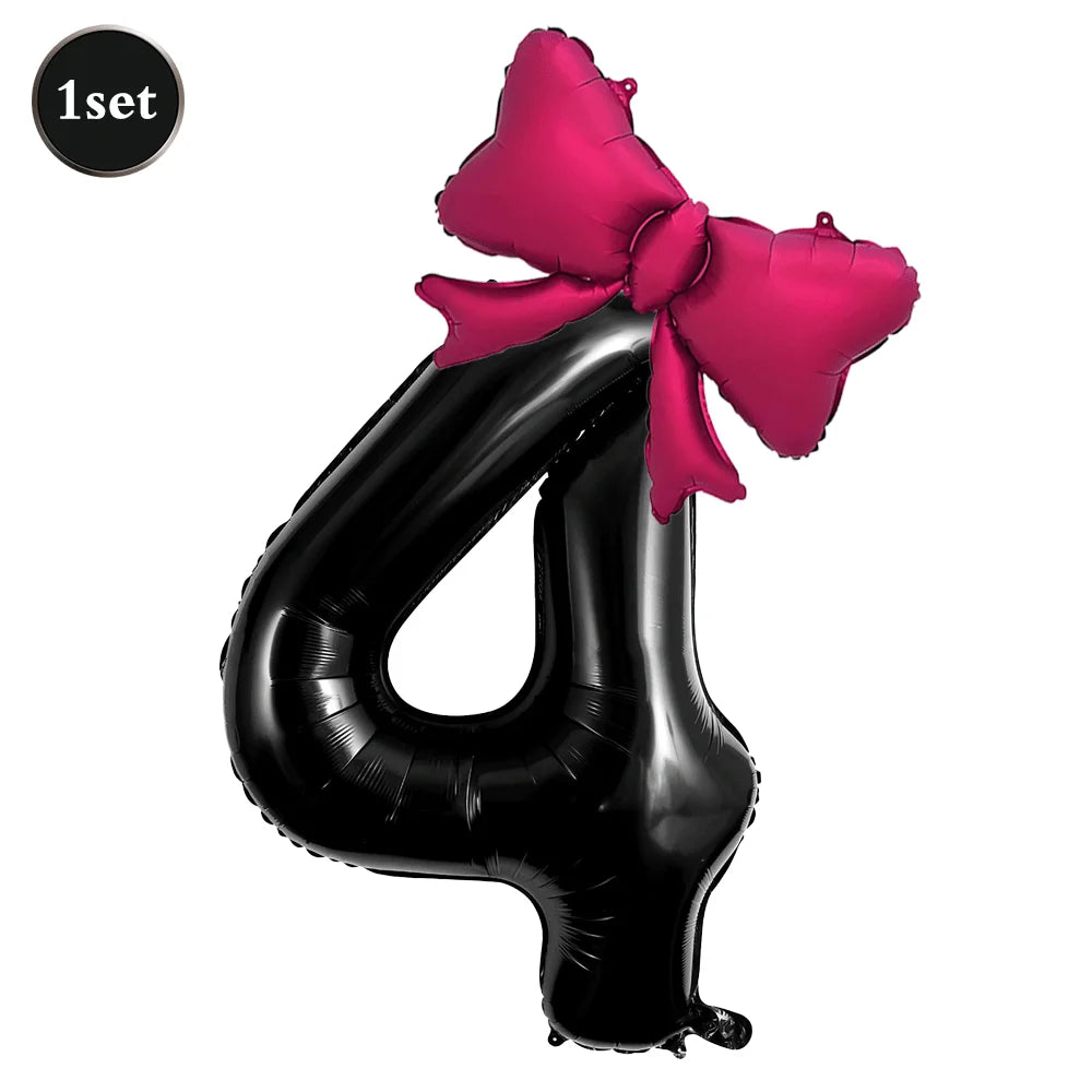 Large Bow Number Foil Birthday Balloon