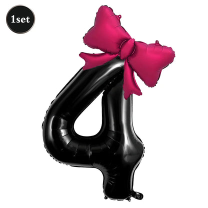 Large Bow Number Foil Birthday Balloon