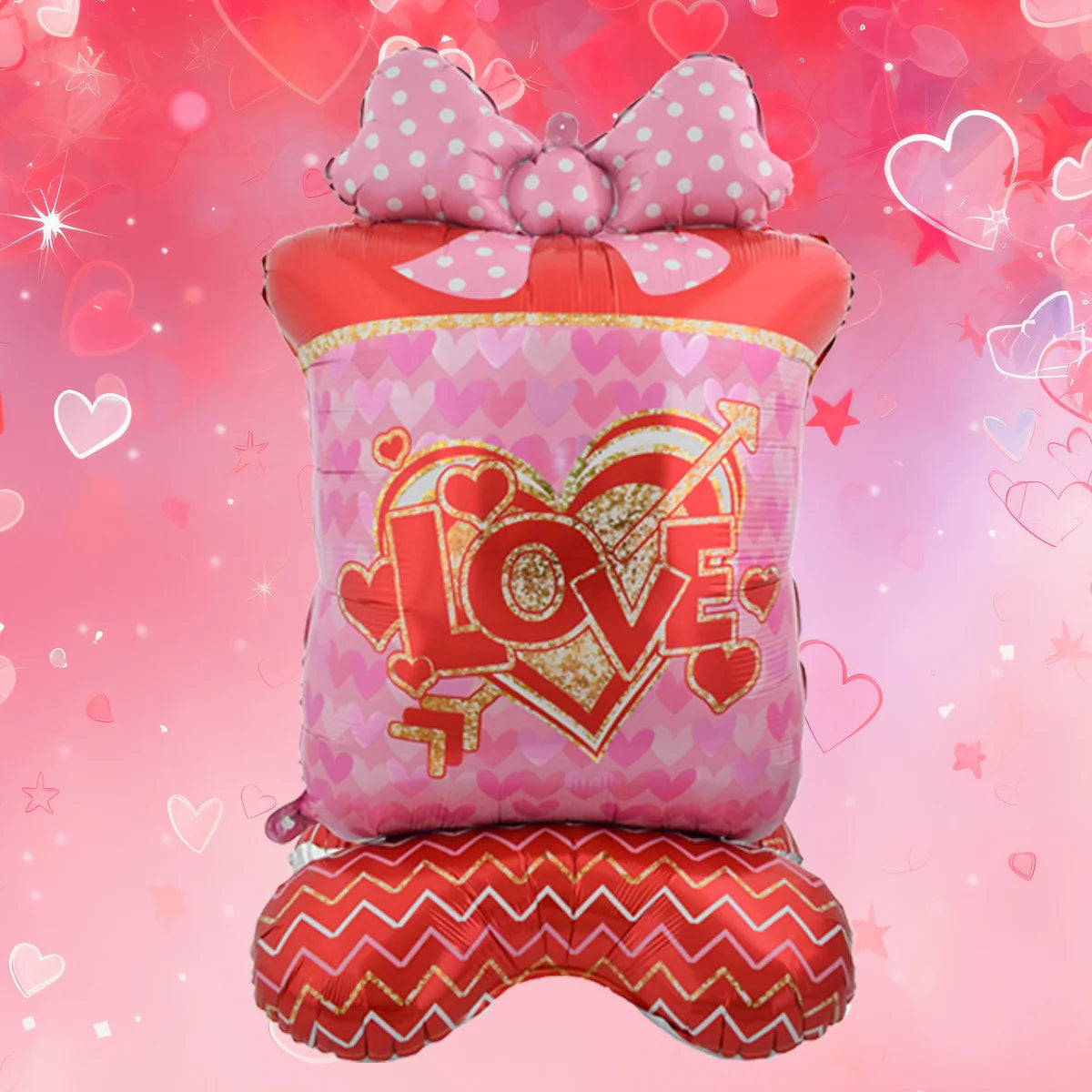 Large Kiss Me Love Heart Foil Balloon Stand