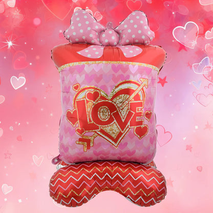 Large Kiss Me Love Heart Foil Balloon Stand
