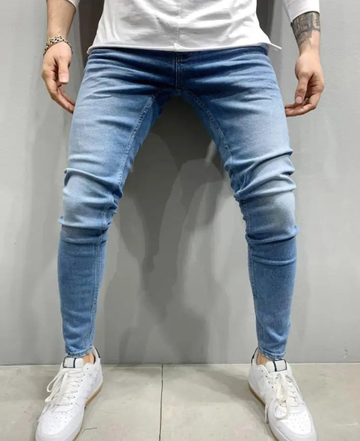 🔥 Men’s Pencil Fit Jeans – Low Waist Casual Denim Pants