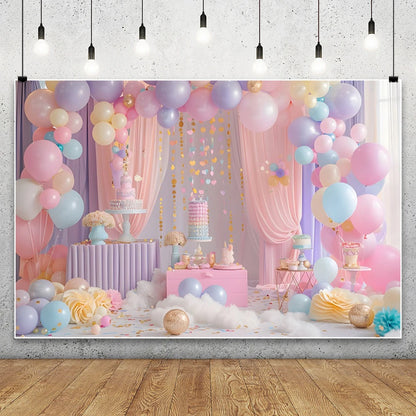 Blue Starry Sky Baby Shower & Birthday Backdrop | Cloud & Moon Party Photo Background