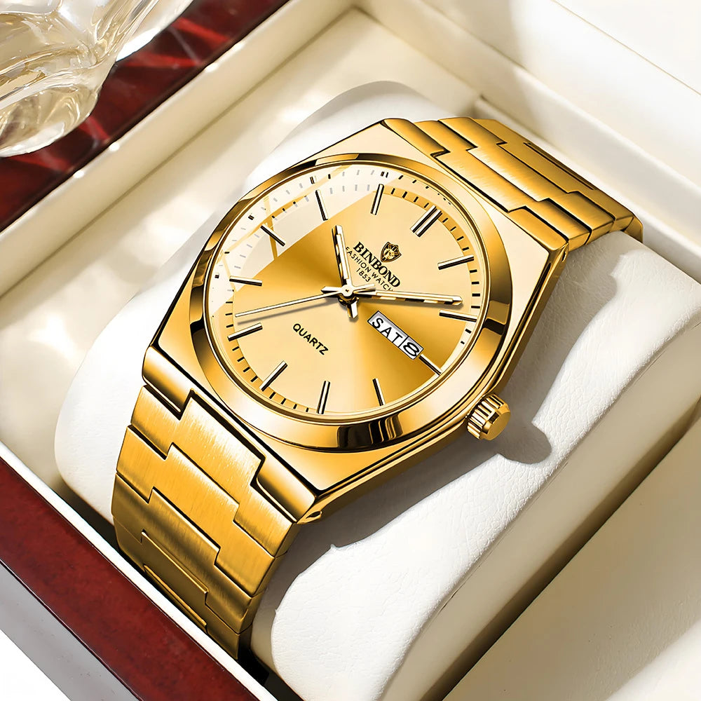Glomexia Gold Quartz Men’s Watch ✨
