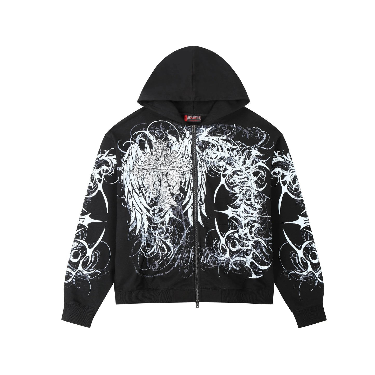 Vintage Skull Zip-Up Hoodie – Y2K Streetwear Sweatshirt for Men