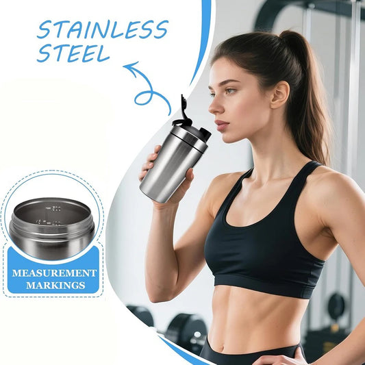 🥤 Stainless Steel Protein Shaker Bottle – Leak Proof Gym Fitness Cup