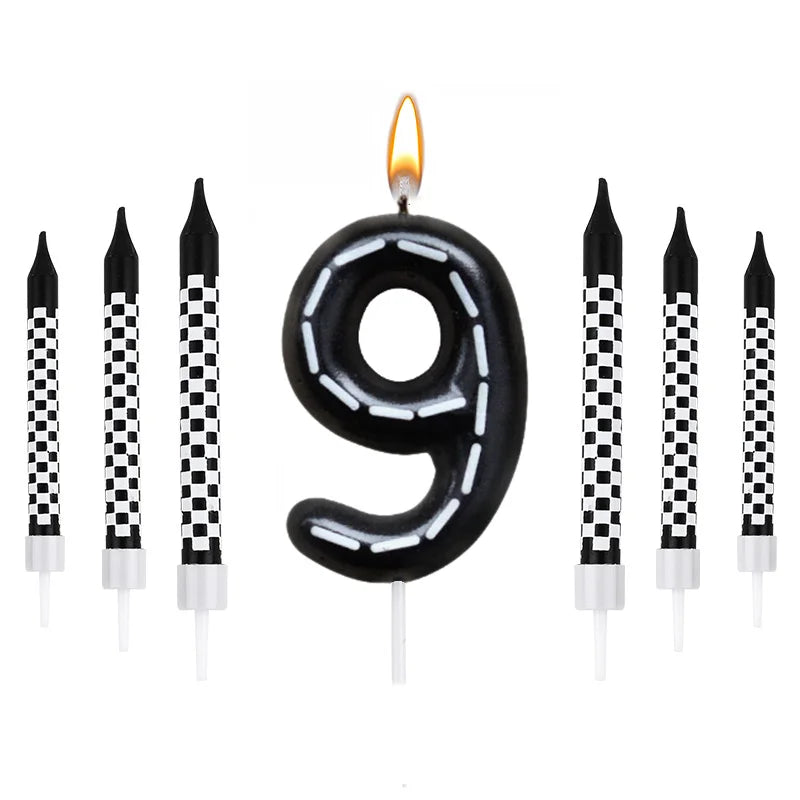 7pcs Racing Cars Birthday Number Candle Set – Cake Topper Decoration