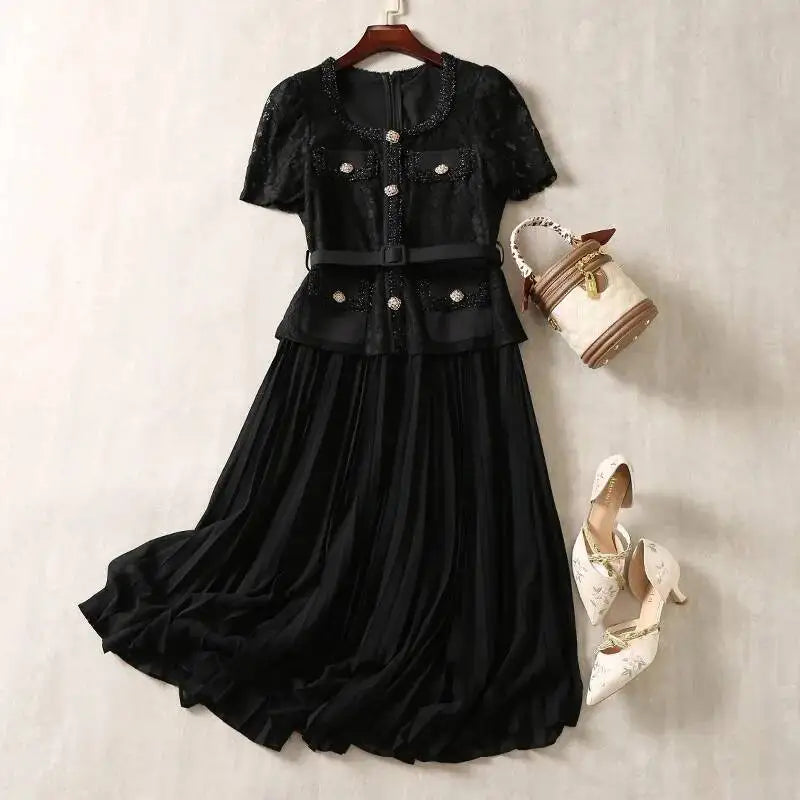 Women Elegant Ankle-Length Office Dress 👗 | Square Neck A-Line