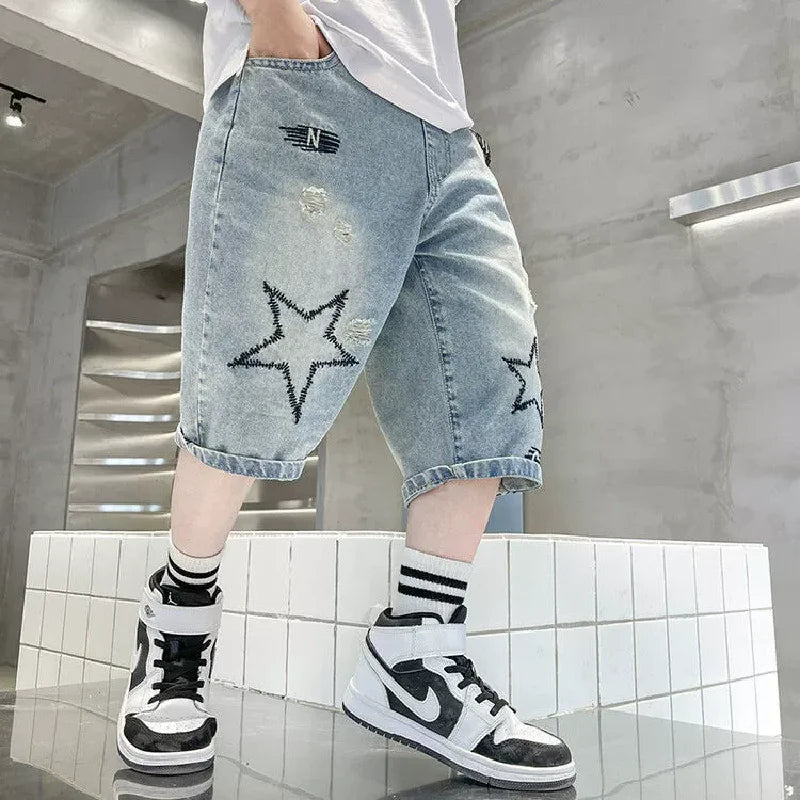 Premium Boys Straight Denim Knee-Length Shorts