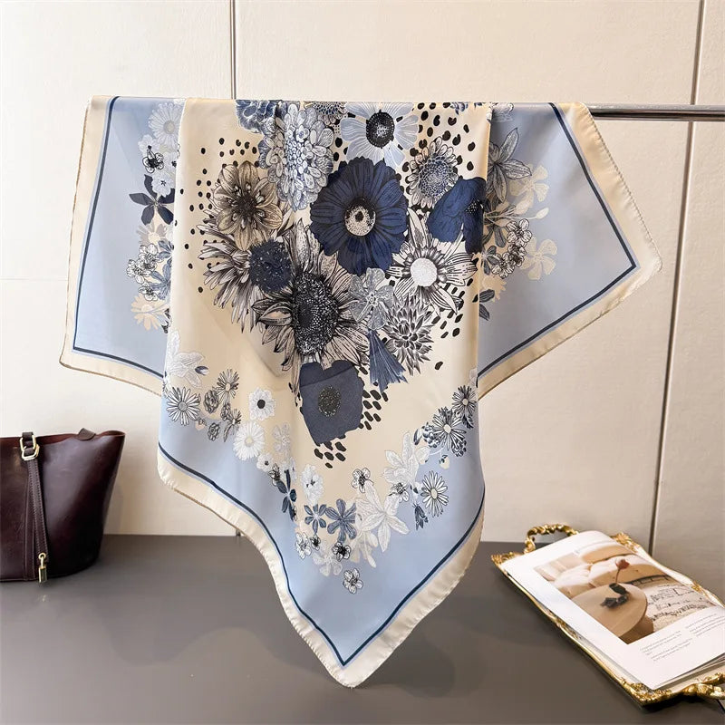 Women’s Luxury Floral Printed Silk Scarf