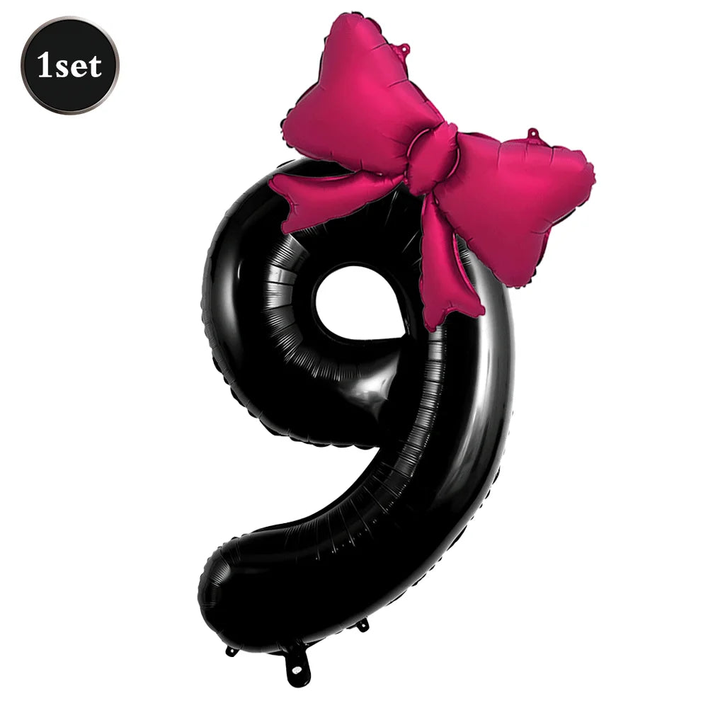 Large Bow Number Foil Birthday Balloon