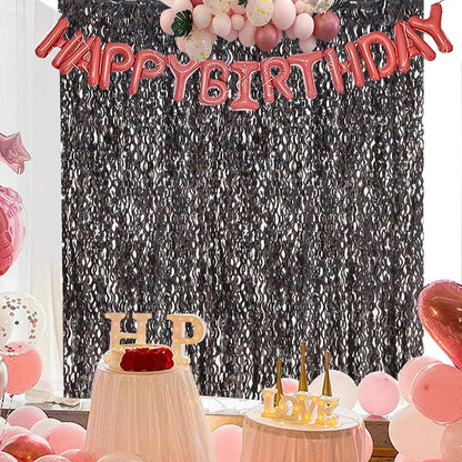 Metallic Tinsel Foil Fringe Curtain with Star