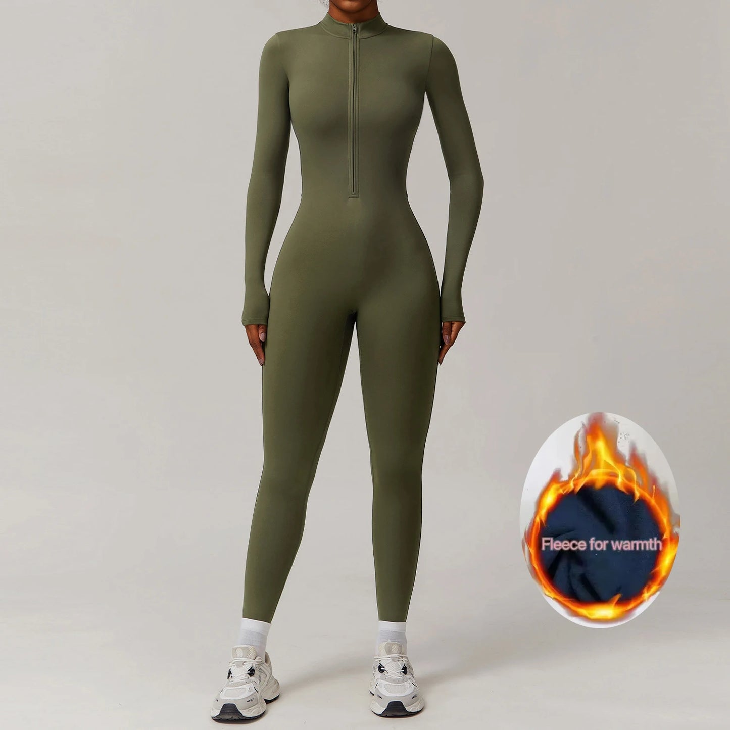 🧘‍♀️ Women’s Winter Yoga Jumpsuit – Long Sleeve High-Elastic Bodysuit