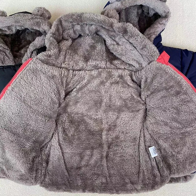 Kids Winter Fleece Outfit Set – Warm Hooded Jacket & Padded Pants (2-Piece)