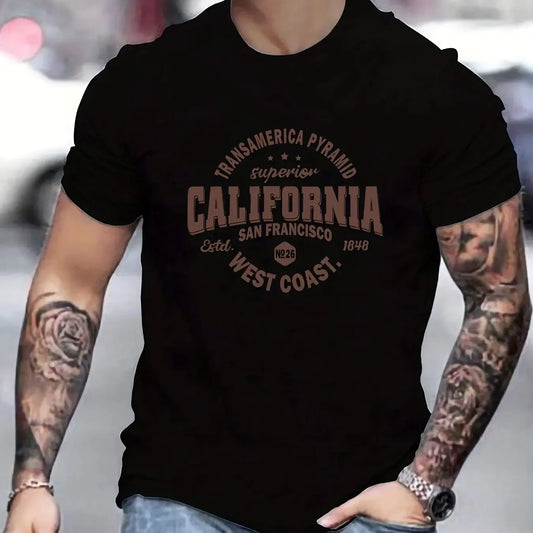 Men’s 100% Cotton California Print Casual T-Shirt