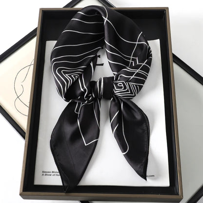 Women’s Luxury Cat Print Silk Square Scarf (70cm)