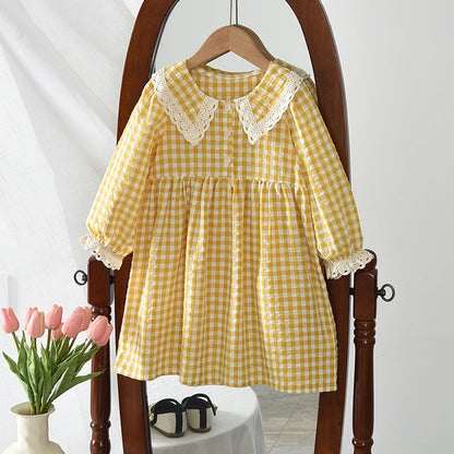 Premium Girls Doll Neck Flower Print Princess Dress