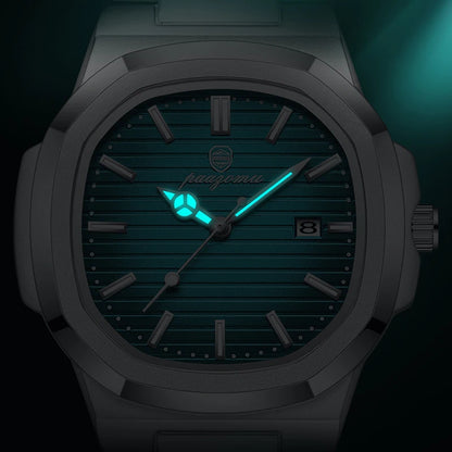 Men’s Square Quartz Watch – Stainless Steel Waterproof Wristwatch