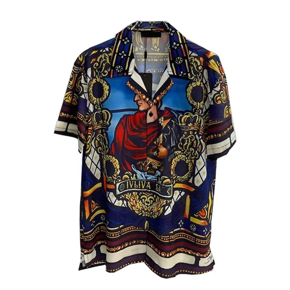 Premium Light Luxury Printed Shirt – Casual Short Sleeve
