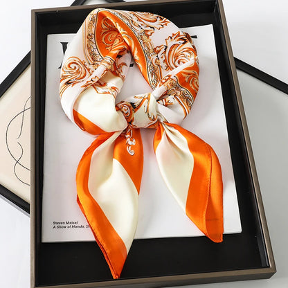 Women’s Luxury Cat Print Silk Square Scarf (70cm)