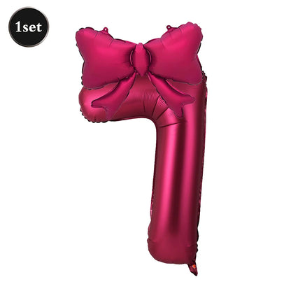 Large Bow Number Foil Birthday Balloon