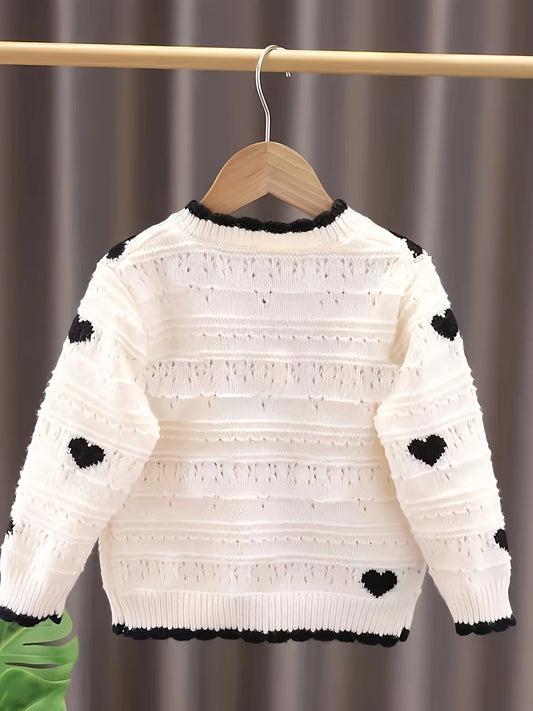 Girls Heart Knit Cardigan – Autumn Style