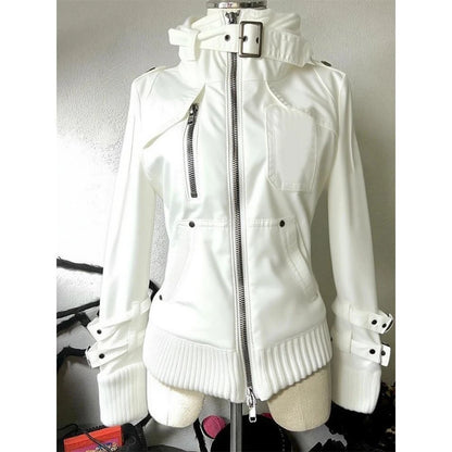 Rhinestone Hooded Crop Jacket