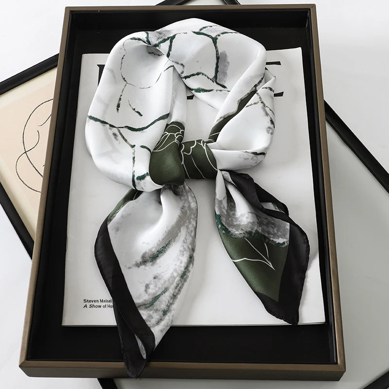 Women’s Luxury Cat Print Silk Square Scarf (70cm)