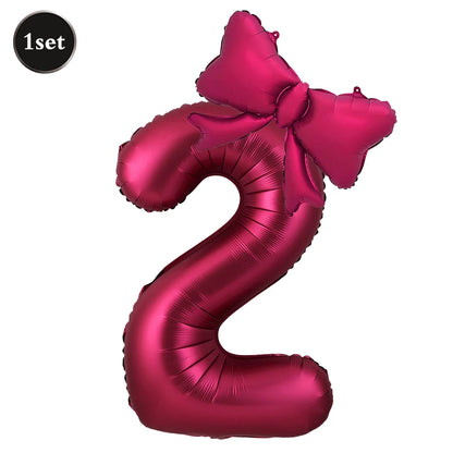 Large Bow Number Foil Birthday Balloon