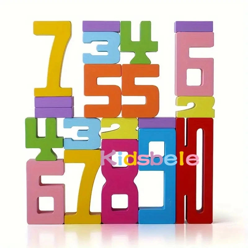 Montessori Wooden Number Blocks 1–10 Stacking Toy