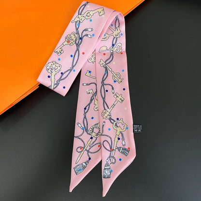 🧣 Glomexia Silk Print Hair Scarf – Elegant Women Fashion Wrap ✨