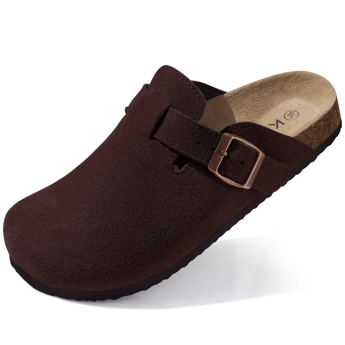 Women Suede Cork Mules 👡 | Arch Support Buckle Clogs
