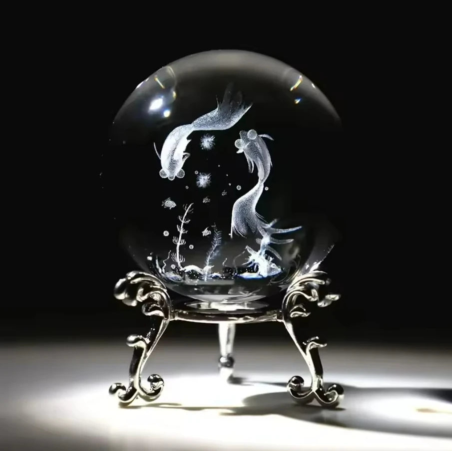 3D Solar System Crystal Ball with Stand