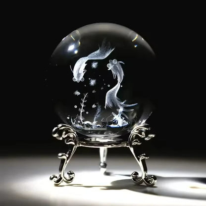 3D Solar System Crystal Ball with Stand
