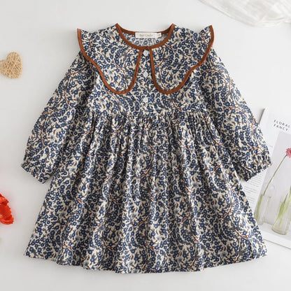 Premium Girls Doll Neck Flower Print Princess Dress