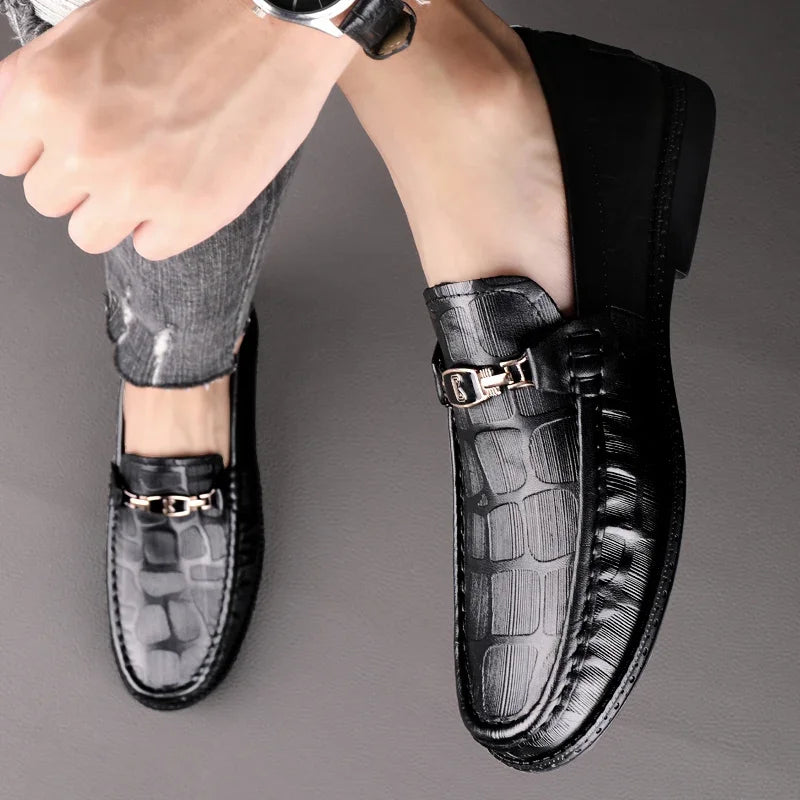 Men Genuine Leather Loafers 👞 | Breathable Slip-On Comfort