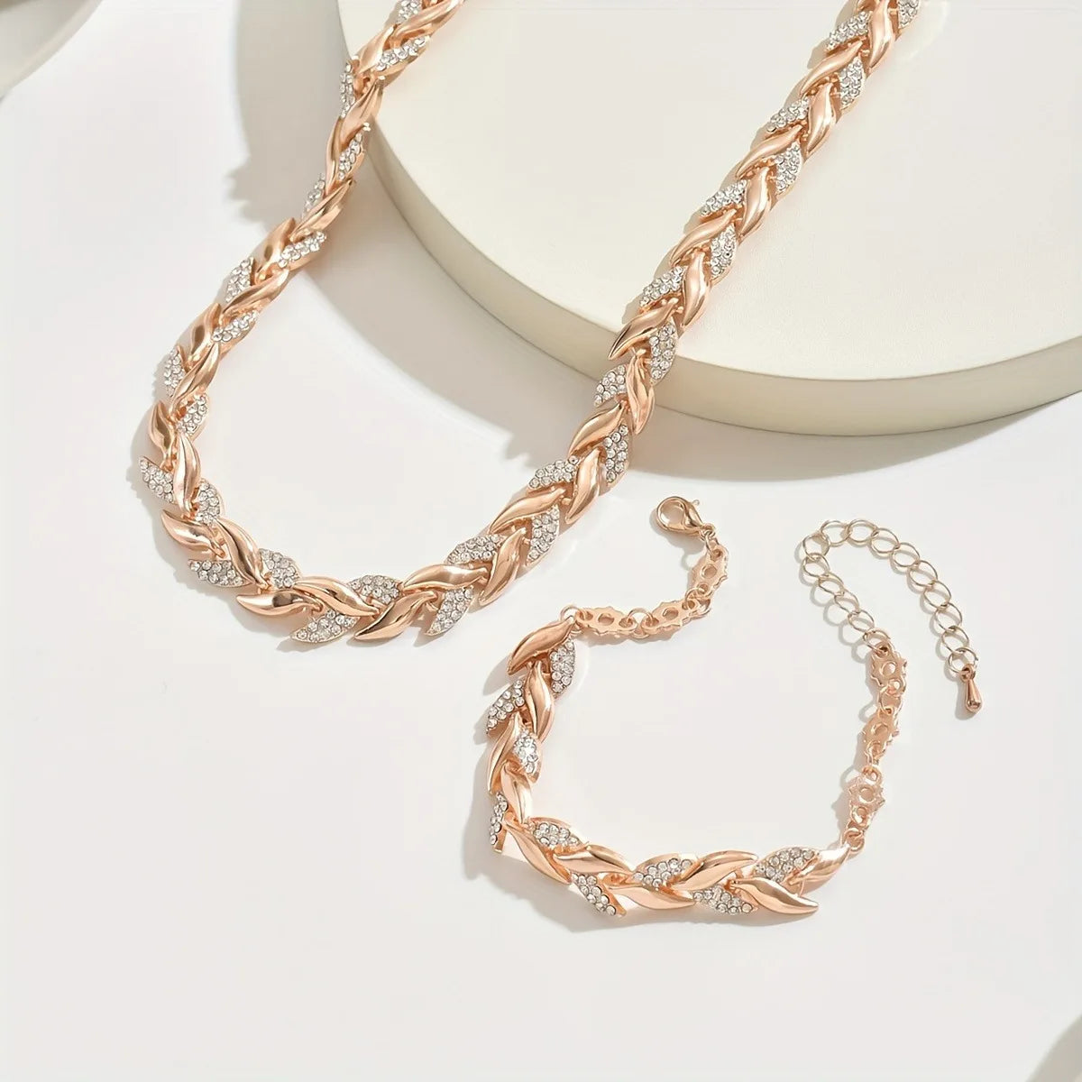 Premium Rhinestone Fish Tail Necklace Set – Elegant Jewelry