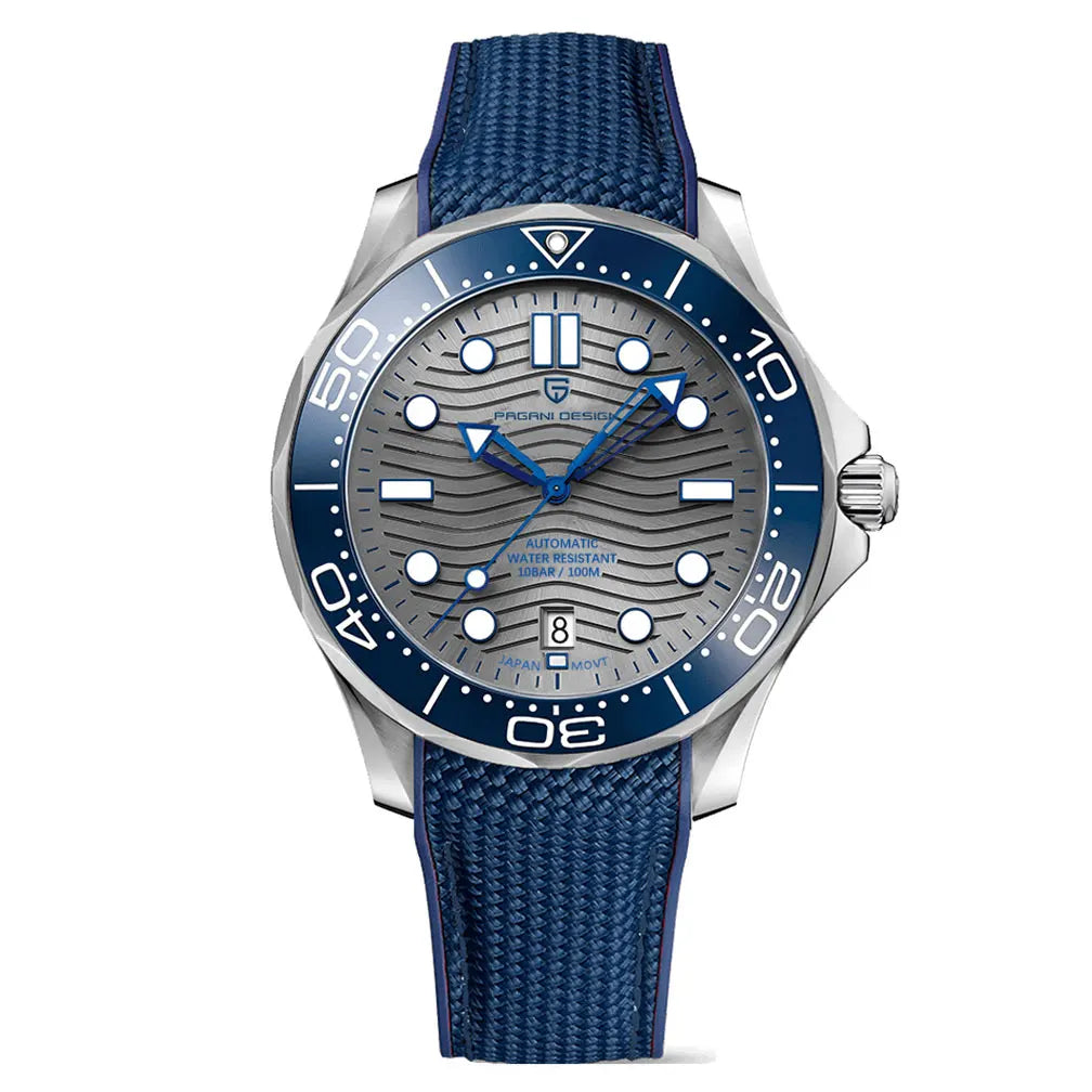 Men’s Automatic Diving Watch – Blue Dial Mechanical Wristwatch