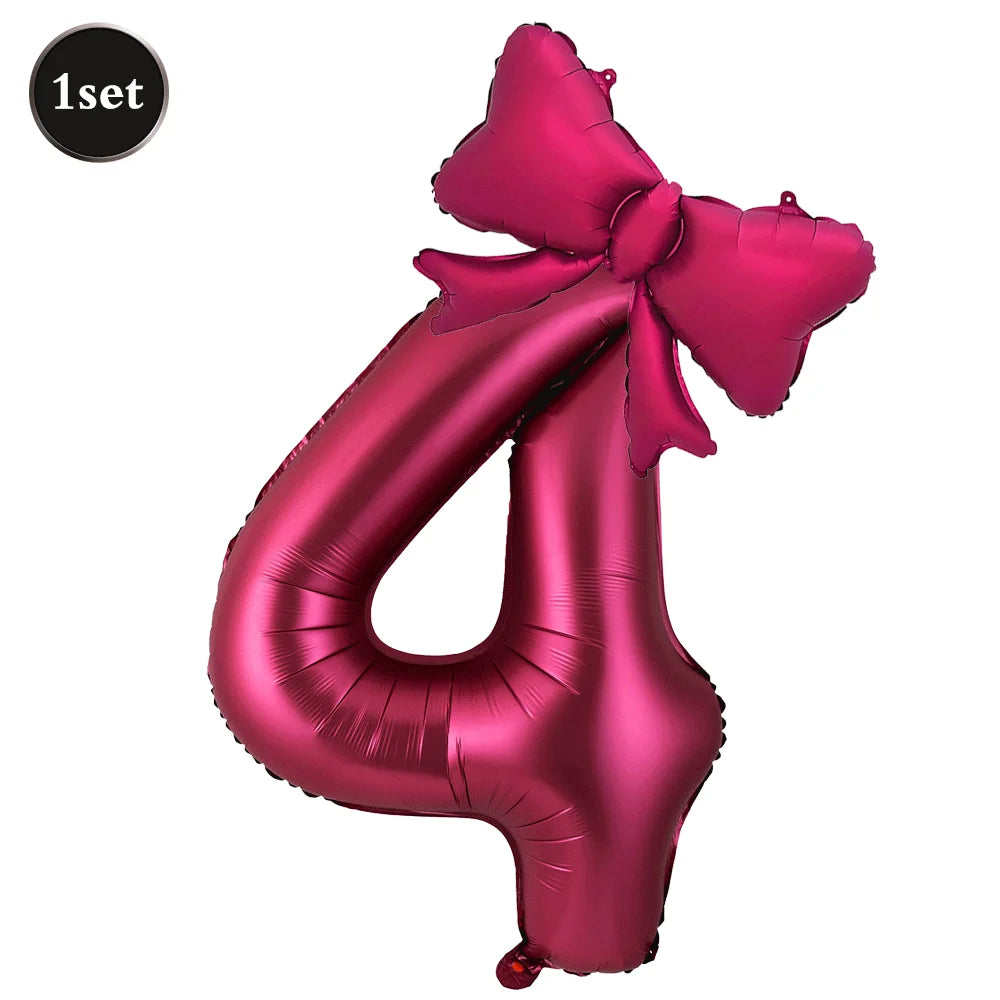 Large Bow Number Foil Birthday Balloon
