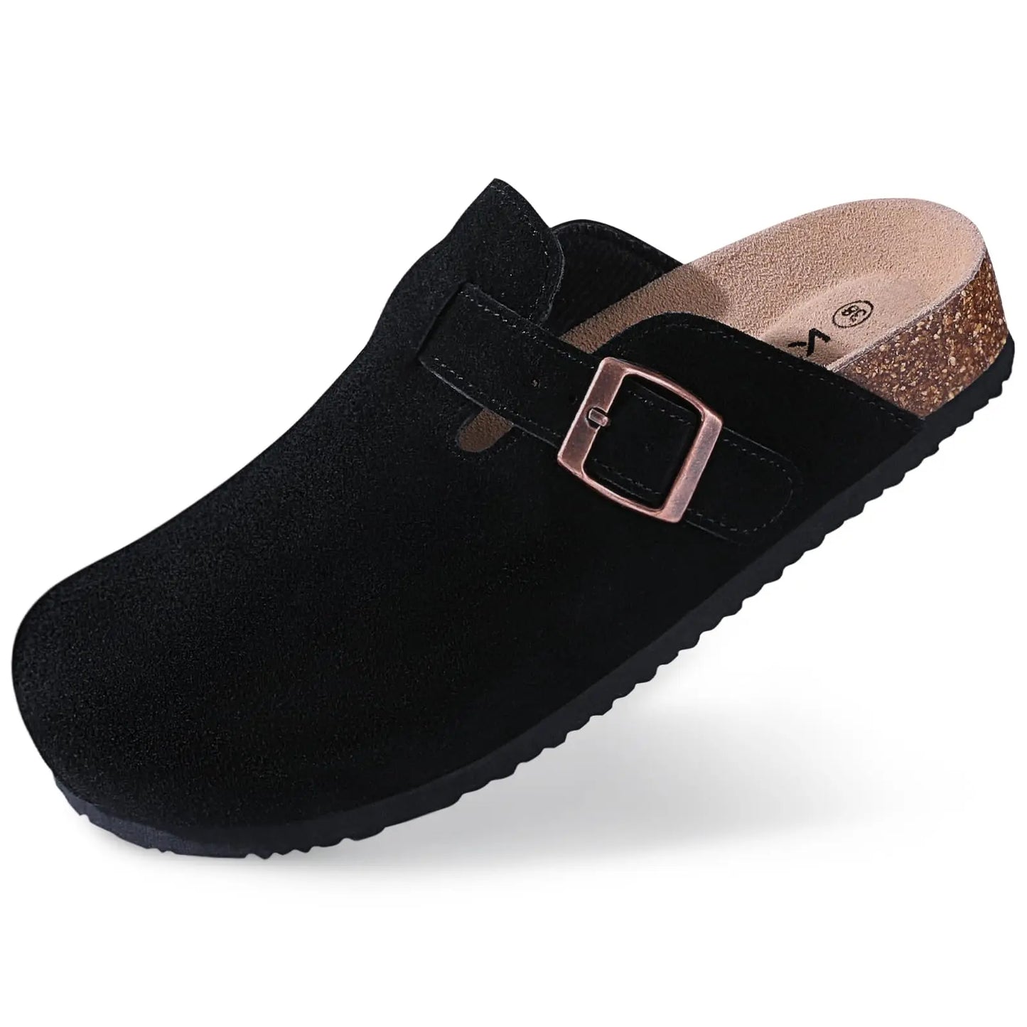 Women Suede Cork Mules 👡 | Arch Support Buckle Clogs