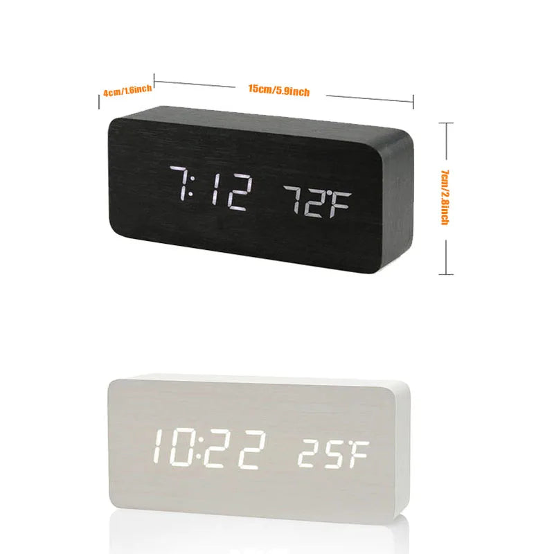 Glomexia Wooden LED Alarm Clock 🌿