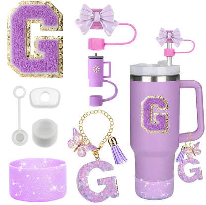 🥤 ✨ Glomexia 8-Piece Tumbler Accessories Set (Purple)