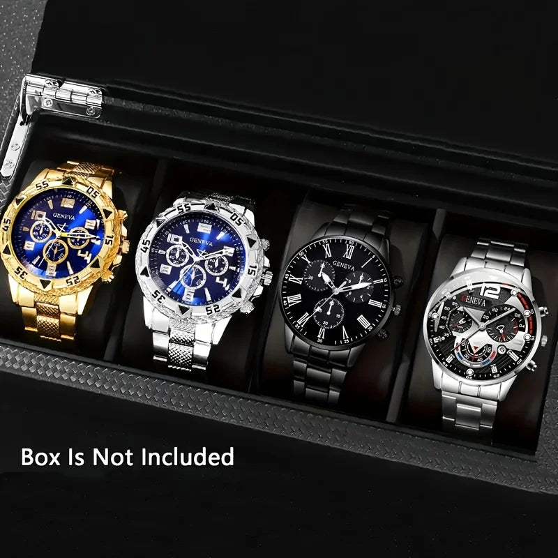 Glomexia Men’s Quartz Watch Set (4 PCS) 🔥