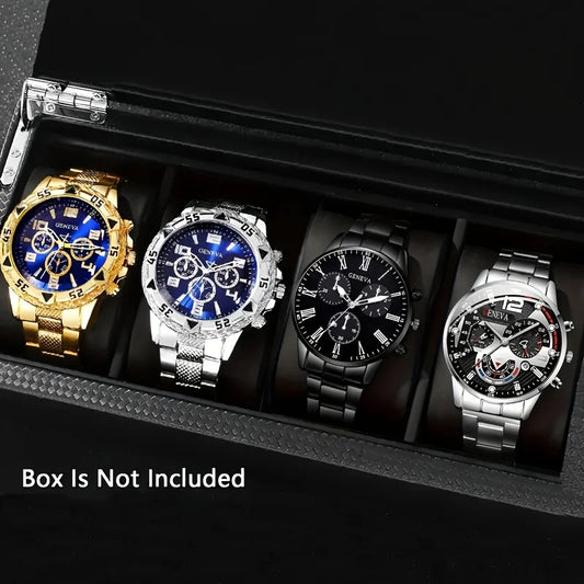 Glomexia Men’s Quartz Watch Set (4 PCS) 🔥