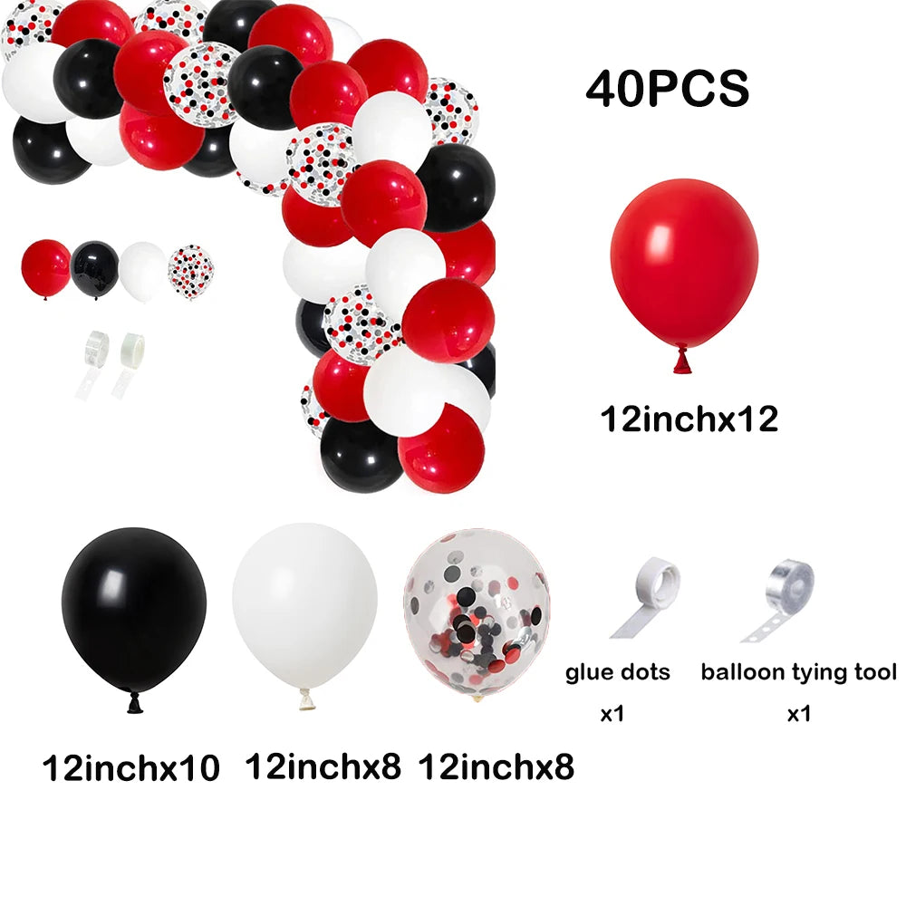110pcs Red Black Balloon Arch Garland Kit – Party Decoration Set