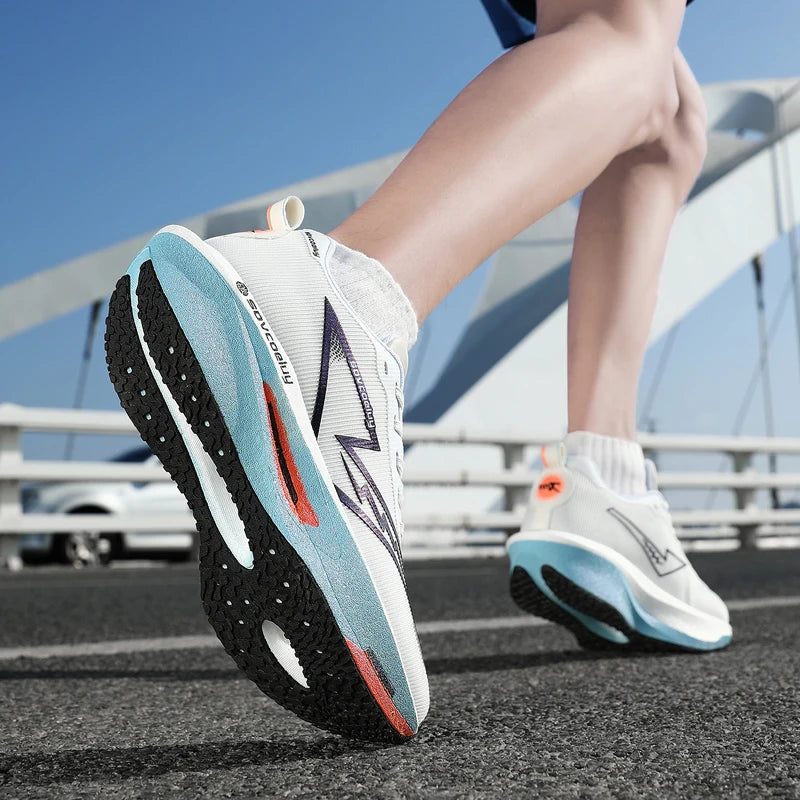 Men’s Lightweight Running Shoes | Breathable Nylon Sneakers with Carbon Plate | Non-Slip Casual Sports Shoes