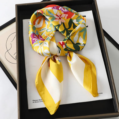 Women’s Luxury Cat Print Silk Square Scarf (70cm)