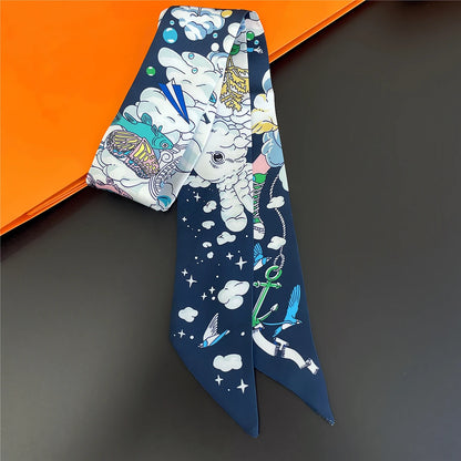 🧣 Glomexia Silk Print Hair Scarf – Elegant Women Fashion Wrap ✨